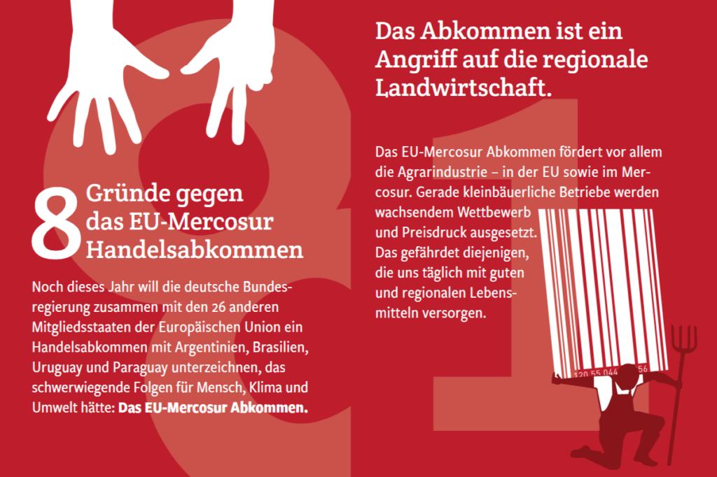 Flyer: 8 Gründe gegen das EU-Mercosur Handelsabkommen