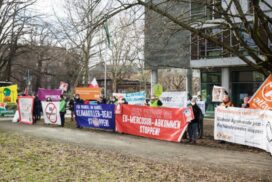 Menschen protestieren gegen das EU-Merosur-Abkommen