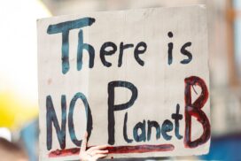 Protestschild mit der Aufschrift "There is no Planet B"