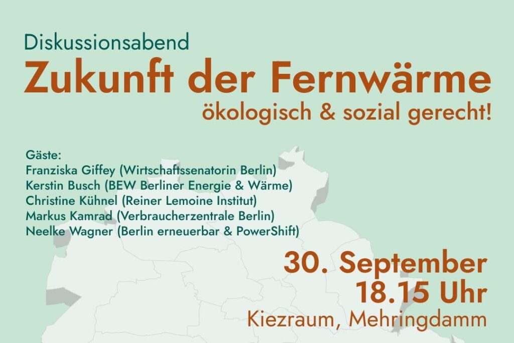 Diskussionsabend: Zukunft der Fernwärme in Berlin – ökologisch und sozial